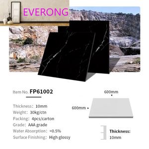 60X60 Baño de cerámica Mármol Pared Brillo Pulido Porcelana <span class=keywords><strong>Gres</strong></span> Azulejo de piso negro con vetas doradas - Product Image 4