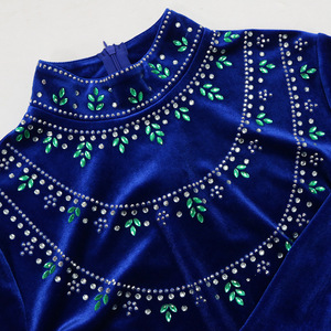 मखमली गाउन नीले रंग वाली ड्रिल इस्लेमिक कपड़े मखमल-लाइन किमोनो स्लीव अबाया महिला मुस्लिम पोशाक - Product Image 3