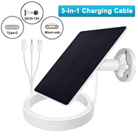 Adaptateur de caméra annulaire compatible USB-C pour panneau solaire 6W étanche IP65 extérieur pour caméras de sécurité IP