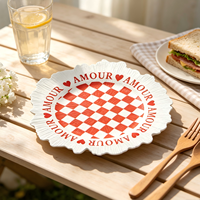 Assiettes rondes de luxe personnalisables en PP de 13 pouces, durables et réutilisables, ensemble de vaisselle de mariage de 50 pièces avec motif par Woju