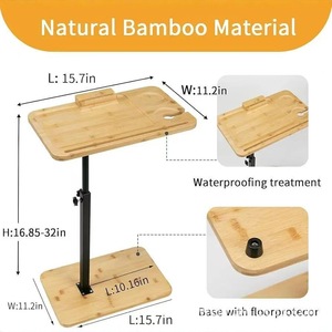 Wooden Side Table Rectangle 2 Layer Portable Standing Type <b>Storage</b> <b>Tray</b> for Living Room Bedroom Bathroom Shelf - Product Image 5