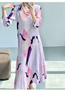Geplooide maxi-rok met natuurlijke taille, ademend, met knopen, formele bruiloft, paasfeest, bescheiden abaya-jurk - Product Image 2