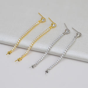 Cadena de Plata S925 para Oreja con Perlas, Bandeja Vacía Personalizable, Accesorios de Moda Semi-Acabados, Pendientes de Cristal para Mujer - Product Image 2