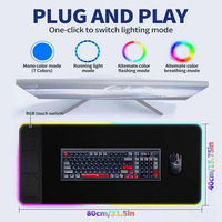 Tapis de souris de jeu extra large avec chargeur sans fil 15W, base en caoutchouc antidérapante, tapis de clavier d'ordinateur pour hommes, tapis de souris LED RGB
