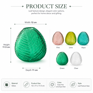 <span class=keywords><strong>Vase</strong></span> en verre texturé en forme de feuille, <span class=keywords><strong>vase</strong></span> <span class=keywords><strong>d</strong></span>écoratif coloré pour la maison, les mariages, les hôtels, les boutiques de cadeaux, la <span class=keywords><strong>d</strong></span>écoration de table - Product Image 2