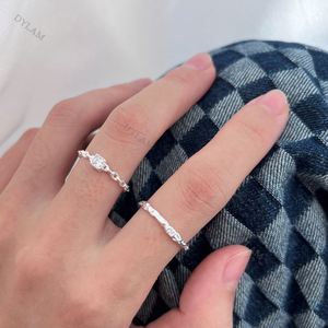 Dylam <b>Adjustable</b> Chain Link Style <b>Ring</b> CZ Stackable <b>Ring</b> Rhodium Plated 925 Sterling <b>Silver</b> Chain Zircon Open <b>Ring</b> - Product Image 4