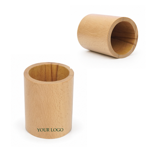 Corporate Gift Custom Logo Natural Beech Wood <b>Pen</b> <b>Holder</b> Desktop Pencil Cup Wooden <b>Desk</b> Organizer Low MOQ - Product Image 1