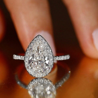 Bague de fiançailles/mariage pour femmes à la mode rose vif/blanc coupe zircone douce dame propositions accessoires bijoux