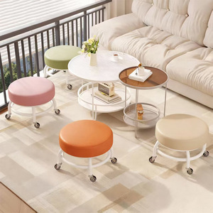 Taburete con ruedas, cojín redondo suave, con ruedas para uso doméstico, tamaño adulto - Product Image 3