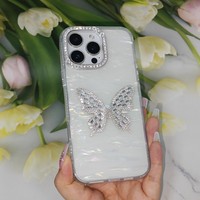 Coque de téléphone 3D Bling Diamant Papillon pour iPhone X 14 16 17 18 Samsung Redmi OPPO VIVO, Coque Scintillante Antichoc et Protectrice