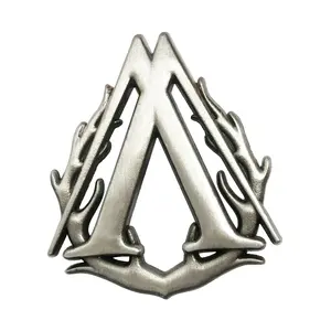 Custom Metal 3d Bedrijfslogo Antiek Zilveren Hoed Zinklegering 2 Laags Reversspelden Badge Met Rubberen Koppeling Embleem