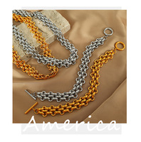 Chaîne de cou en acier inoxydable faite à la main en métal imperméable pour les femmes déclaration mariage fête mode bracelet et collier bijoux