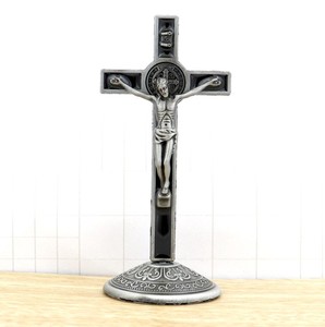 Mesa Jesús Cruz Crucifijo de pie Metal San Benito Coche Auto Cruz Crucifijo Estatua con Base - Product Image 2