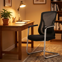Chaise de visiteur en maille à accoudoirs fixes, design moderne et abordable, pour bureau, école, salon et formation