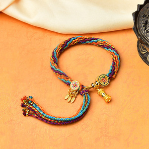 <span class=keywords><strong>Bracelet</strong></span> ajustable en corde tressée avec nœud de maïs, macramé, cordon porte-bonheur, style bouddhiste tibétain, pour femme, <span class=keywords><strong>bracelet</strong></span> de fiançailles - Product Image 2