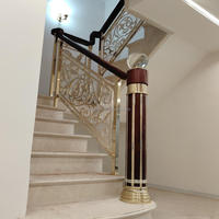 Main courante de garde-corps d'escalier forgé de luxe moderne Offre Spéciale avec finition dorée Garde-corps d'escalier intérieur personnalisable
