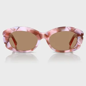 Yeetian tùy chỉnh màu hồng hình bầu dục khung Acetate Eyewear Designer nhỏ cổ điển thân thiện với môi Acetate Oval Sunglasses đối với phụ nữ