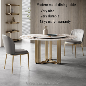 Kim loại màu trắng bên sông thép không gỉ daining ăn Đặt đá cẩm thạch hàng đầu giọng Bắc Âu Vòng kim loại bàn ăn - Product Image 3