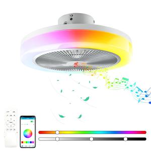 Ventilateur de plafond LED intelligent Magic Color pour chambre à coucher, salle à manger, avec application Bluetooth et musique, lampe ventilateur invisible - Product Image 1