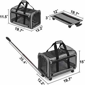 पालतू रोलिंग ट्रैवल एयरलाइन ने कुत्ते वाहक, पहियों के साथ पालतू कैरियर, रोलिंग पालतू वाहक को अतिरिक्त विशाल नरम पक्षीय - Product Image 4