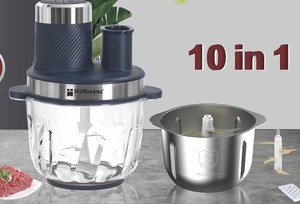 <span class=keywords><strong>Picadora</strong></span> de Carne Eléctrica Hoffmans 10 en 1, Directo de Fábrica, Motor de Alta Potencia de 1800W, Recipiente Doble de 3.8L con Kit de Discos para Rebanar y Triturar - Product Image 3