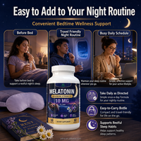 Comprimés de mélatonine naturelle pour le sommeil, article populaire sur Amazon, apaise l'humeur, sans gluten, absorption rapide, logo personnalisé, complément alimentaire