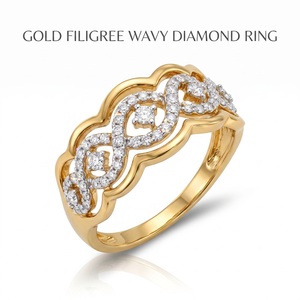 Bague de luxe personnalisée en or massif 18 carats bicolore avec nœud infini et diamants naturels, micro-pavé entrelacé, pour mariée - Product Image 1
