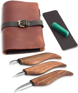 Kit de couteaux à sculpture sur bois en vibratite, kit de 12 couteaux en acier au carbone pour enfants et débutants avec pochette réutilisable/