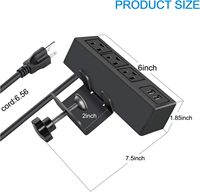 Multiprise de bureau à fixation sur bord de table avec 3 prises et 2 ports USB Type-A, installation facile pour table de bureau