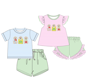 Conjuntos de Shorts Casuales Personalizados para Niños y Niñas, con Estampado de Perros y Manzanas, de Algodón y Spandex Transpirable, Venta al Por Mayor para Bebés - Product Image 2