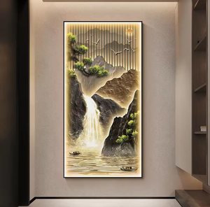 <span class=keywords><strong>Peinture</strong></span> de paysage en gros personnalisée avec éclairage LED, cadre en métal pour <span class=keywords><strong>la</strong></span> décoration de <span class=keywords><strong>la</strong></span> maison, art mural, peintures murales - Product Image 4