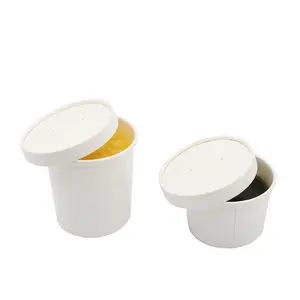 Bicchieri di carta monouso per gelato rotondo da 500g/32 oz e contenitore per zuppe senza perdite