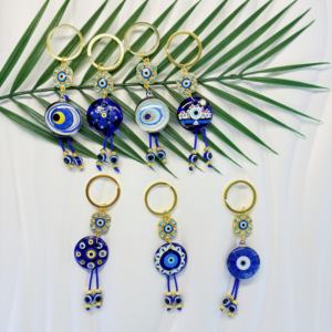 Pendentif perle mauvais œil bleu turc, <span class=keywords><strong>porte</strong></span>-clés perlé transfrontalier, décoration murale en verre artisanal oeil du diable - Product Image 1