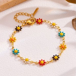 Conjunto de Collar y Pulsera de Flores de Moda, Juego de Margaritas Pequeñas en Oro de 18k, Pulsera de Margaritas de Siete Colores, Conjunto de Collar de Margaritas de Colores - Product Image 4