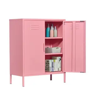 Hete Verkoop Metalen Locker Voor Liefdevolle Kamer Huismeubilair 2 Schommeldeur Stalen Kast Roze Ijzeren Opslag Met Magneet Deur Te Koop