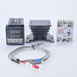 Controlador de temperatura Digital PID REX-C100 termostato REX C100 + relé SSR 40DA + K termopar 1m sonda RKC