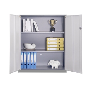 Meilleures ventes : Armoire de rangement métallique moderne à demi-hauteur avec porte battante à bord fin et 2 étagères réglables pour cuisine et salle de sport - Product Image 5