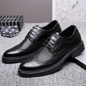Outdoor <b>Height</b> Increasing Large Size Men's Breathable Lightweight Anti-Slip Slip-On Fashionable Leather Business Formal Wedding - Product Image 1