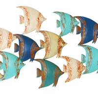 Décoration murale élégante en fer, style poisson, métal, artisanat suspendu avec finition Antique