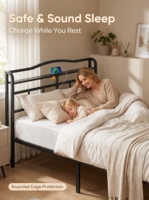 Bestseller: Eisen-Doppelbettgestell für Zuhause, Krankenhaus, Apartment, Suite, Schule, Ferienhaus - Schmiedeeisernes Bettgestell mit Ladefunktion