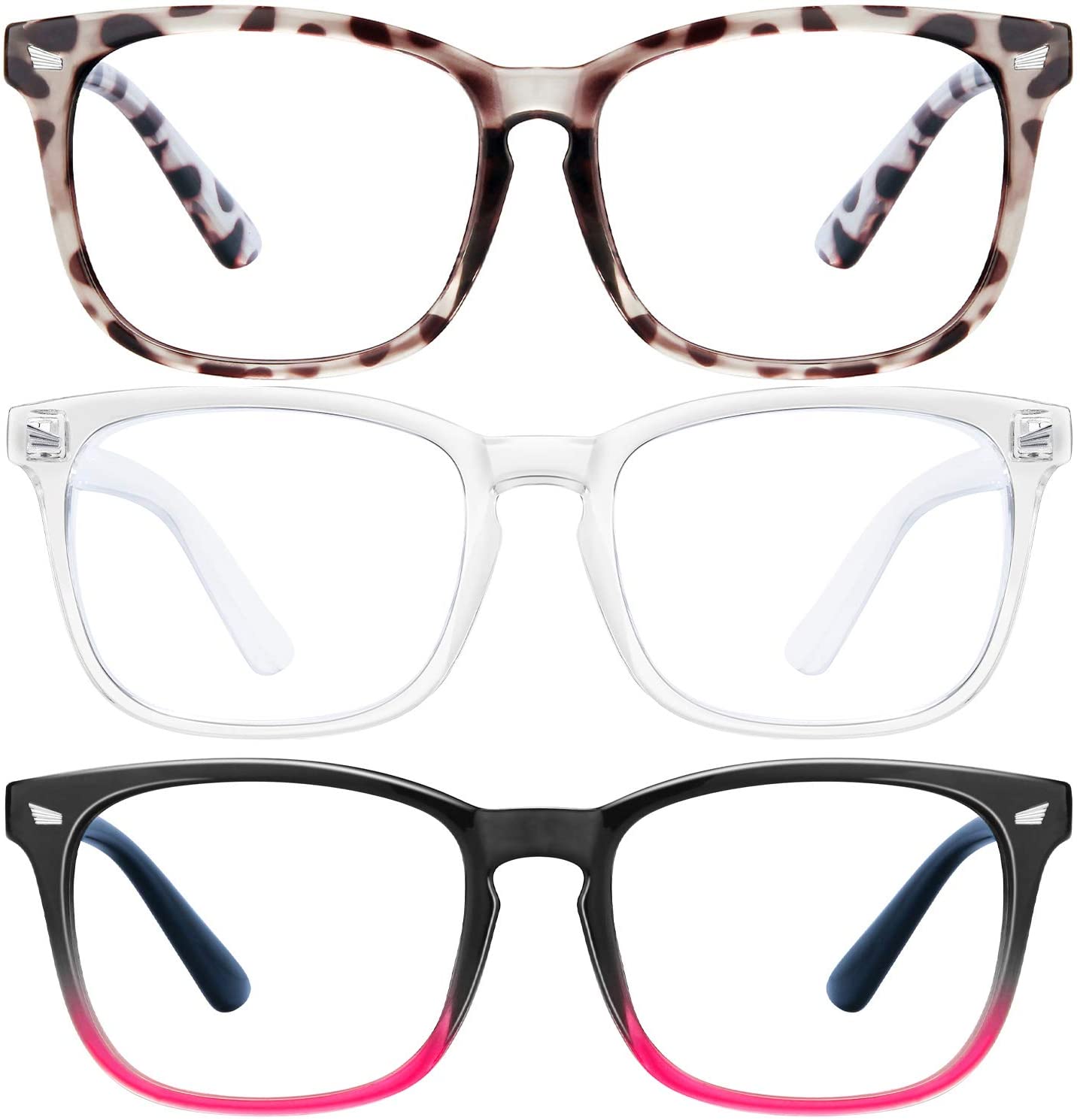 Brun tortue + Transparent + rose noir