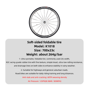 KENDA 60 TPI 접이식 휠 타이어 초경량 액세서리 휴대용 소프트 양면 <span class=keywords><strong>700C</strong></span> 도로 자전거 타이어 - Product Image 4