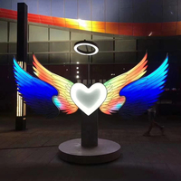 Installations artistiques uniques, ailes d'ange LED interactives à induction infrarouge personnalisées, multicolores, accessoires de divertissement pour la décoration d'activités de fête