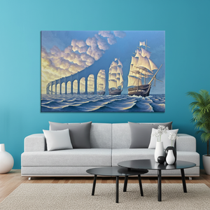 Surrealist Ship Canvas Art: Sky Bridge Printed Canvas Artwork,<b>WRAPPED</b> CANVAS - Product Image 3