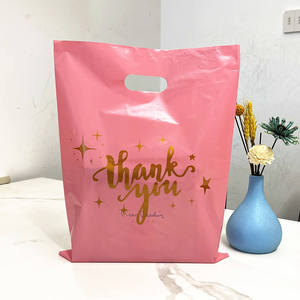 bulk custom logo thank you plastic bags with silver star print for small business customers - Product Image 4