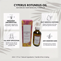 Minyak Cyperus Rotundus Alami Cold Pressed untuk Pengurangan Rambut Permanen Serum Penghilang Rambut Herbal Lembut untuk Seluruh Tubuh 60ml