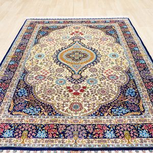 122x183cm Soie Près de Moi Ispahan Inde Tapis Turcs pour Tables Centrales - Product Image 5