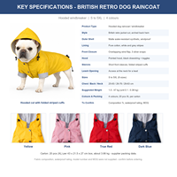 Imperméable rétro britannique à capuche pour chien, coupe-vent et imperméable avec doublure en coton pour chiens de petite taille à 5XL, édition Noël