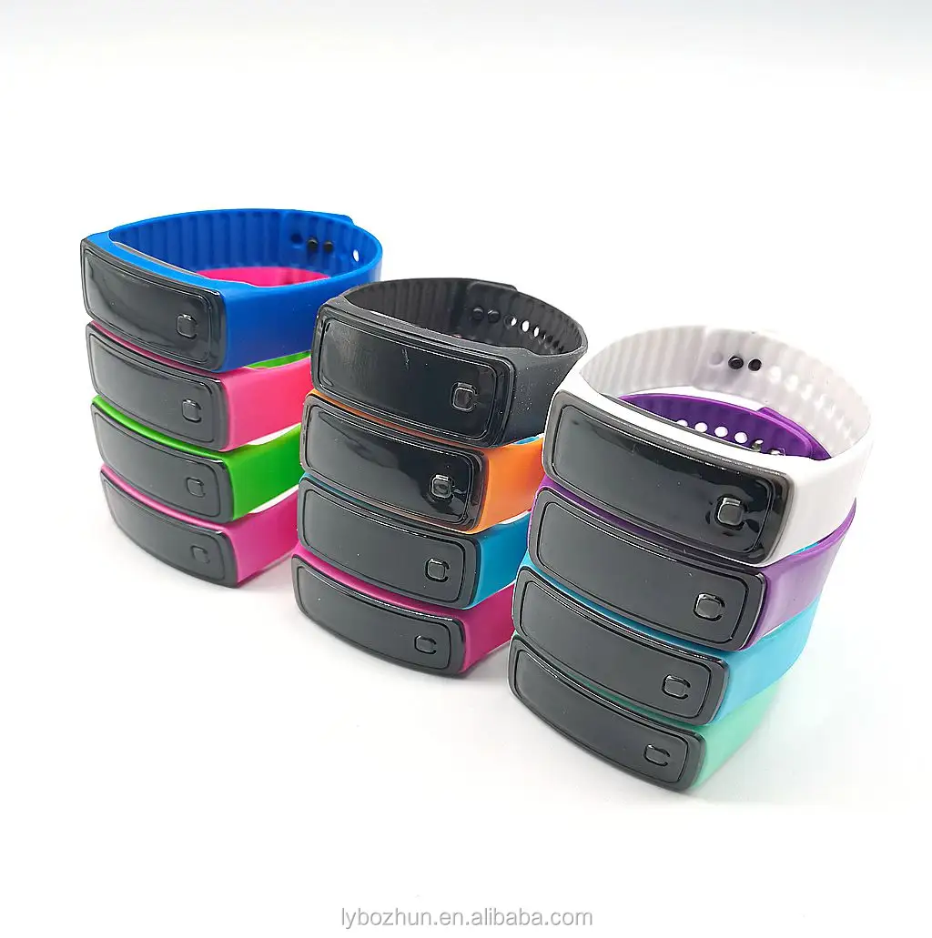 Bracelet de montre en silicone avec écran tactile, 20mm, affichage numérique led, ceinture