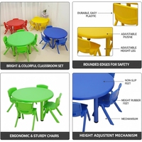 Meubles de maternelle, table et chaise en plastique pour élèves, colorées, pour enfants, préscolaire, garderie, salle de classe, ensemble de tables rondes